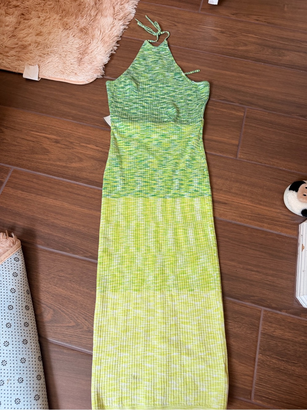 Future Collective x Alani Noelle Green Ombré Halter Knit Dress S